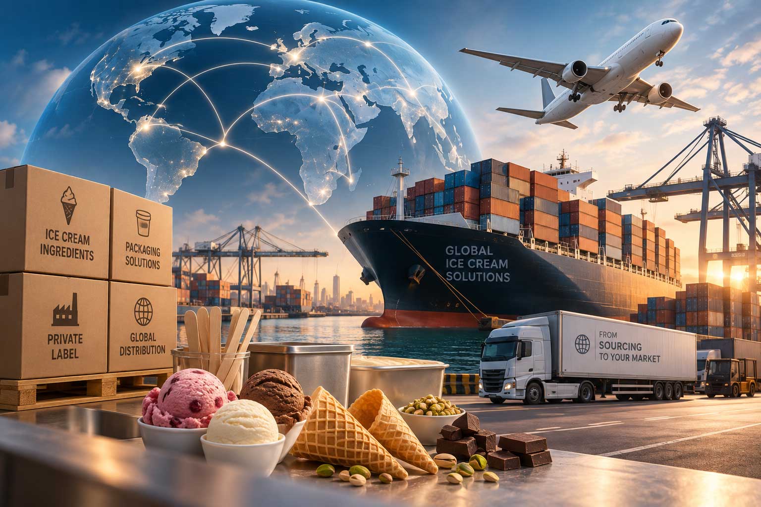 Comércio global de ingredientes e soluções para a indústria de sorvetes